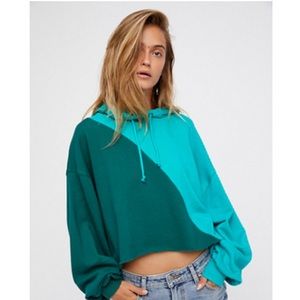Free People Crop It Color Hoodie